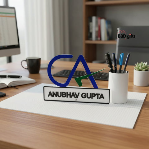 Customized CA Table Top | Table top for CA | Table decors | Name plates for CA | custom made name plates for CA