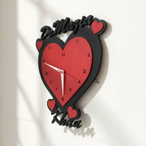 Personalized Heart Wall Clock with Custom Names - Unique Couple Gift