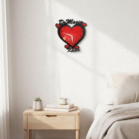 Personalized Heart Wall Clock with Custom Names - Unique Couple Gift