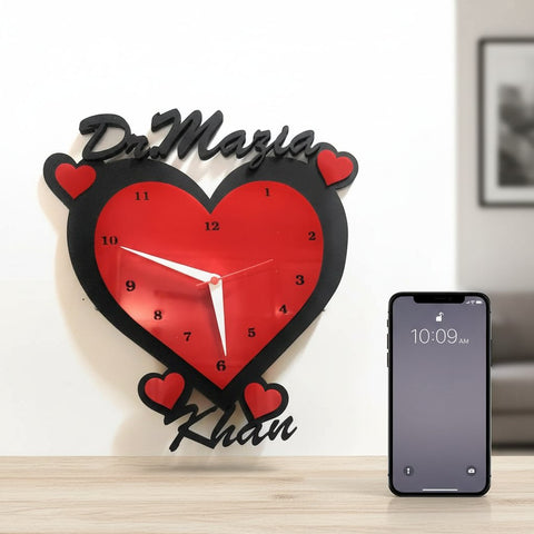 Personalized Heart Wall Clock with Custom Names - Unique Couple Gift