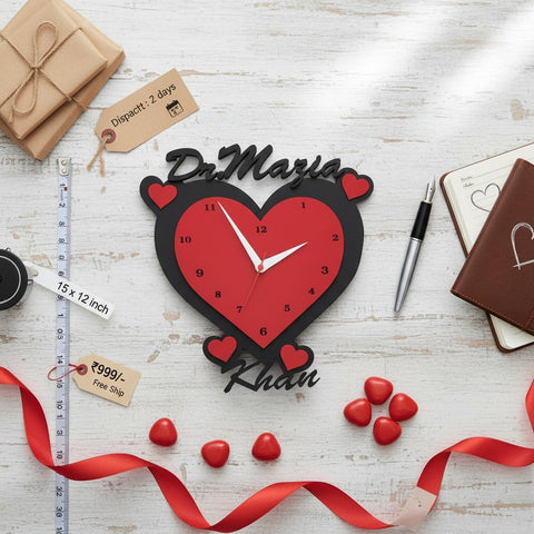 Personalized Heart Wall Clock with Custom Names - Unique Couple Gift