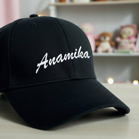 Personalized Kids Cap: Custom Name Black Hat for Boys & Girls