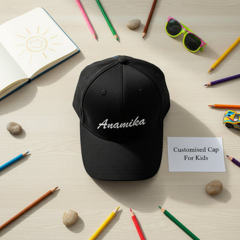 Personalized Kids Cap: Custom Name Black Hat for Boys & Girls