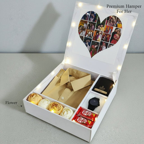 Personalized Men's Gift Hamper: Shirt, Wallet, Watch & Photos