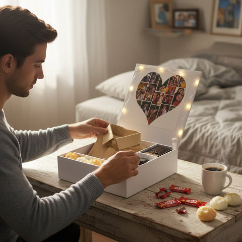 Personalized Men's Gift Hamper: Shirt, Wallet, Watch & Photos