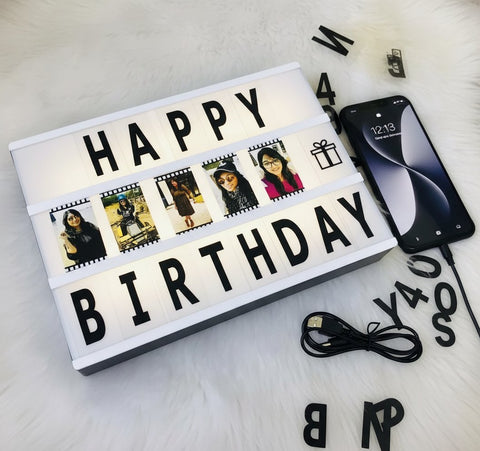 Custom Cinematic LED Light Box with Photos & Messages