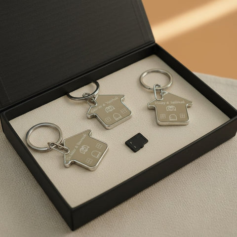 Custom Home Shape Keychain - Personalized Stainless Steel Keyring