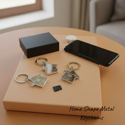 Custom Home Shape Keychain - Personalized Stainless Steel Keyring