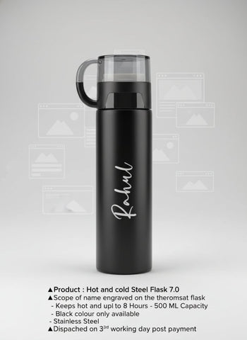 Personalized Black Steel Hot & Cold Flask 7.0 | Custom Engraved