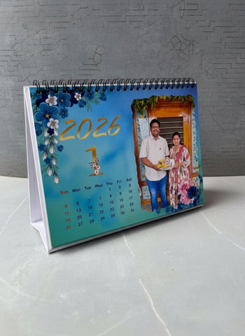 Personalized 2026 Photo Desk Calendar | Custom Floral Table Top