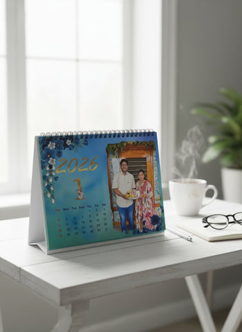 Personalized 2026 Photo Desk Calendar | Custom Floral Table Top