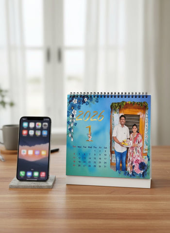 Personalized 2026 Photo Desk Calendar | Custom Floral Table Top