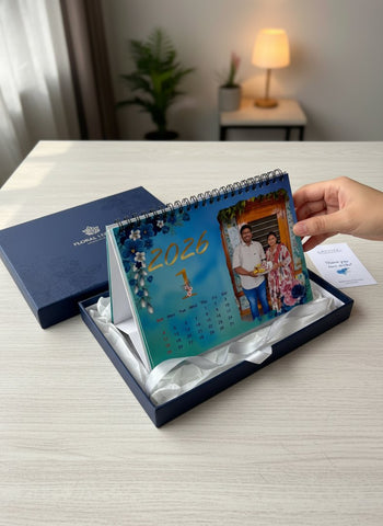 Personalized 2026 Photo Desk Calendar | Custom Floral Table Top