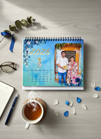 Personalized 2026 Photo Desk Calendar | Custom Floral Table Top