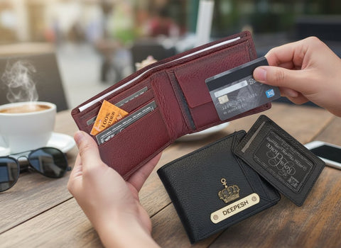 Personalized Spanish Leather 2-in-1 Wallet & Card Holder Set