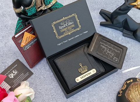 Personalized Spanish Leather 2-in-1 Wallet & Card Holder Set