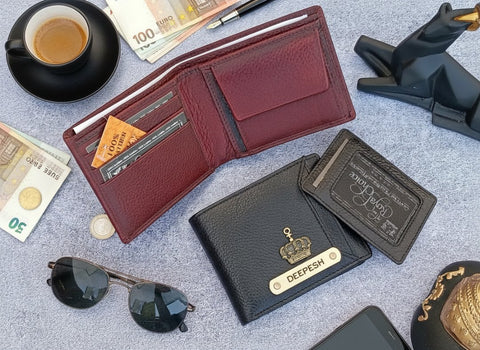Personalized Spanish Leather 2-in-1 Wallet & Card Holder Set