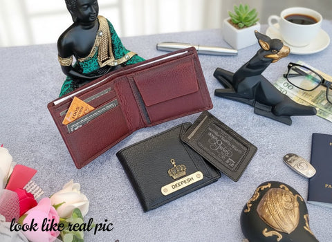 Personalized Spanish Leather 2-in-1 Wallet & Card Holder Set