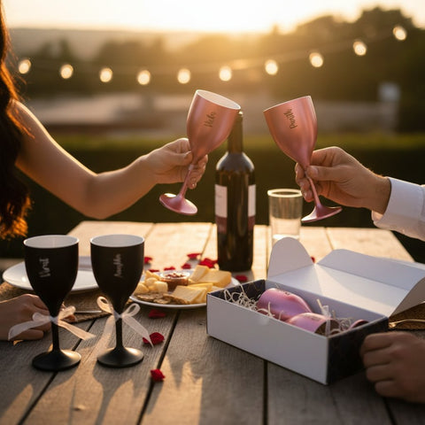 Personalized Couple Wine Glasses | Custom Engraved Gift Set