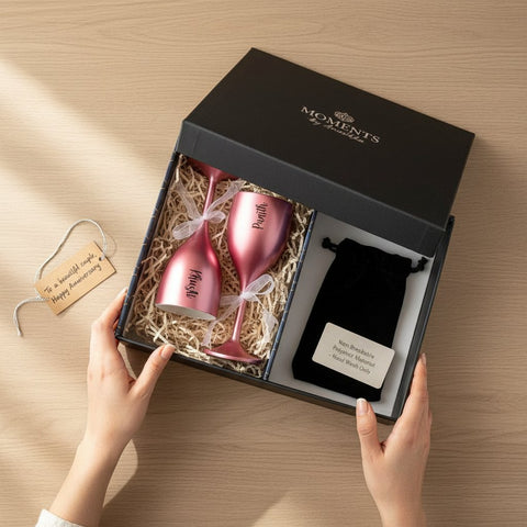 Personalized Couple Wine Glasses | Custom Engraved Gift Set