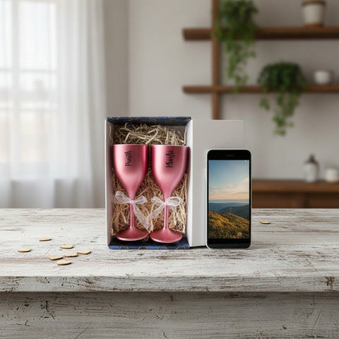 Personalized Couple Wine Glasses | Custom Engraved Gift Set