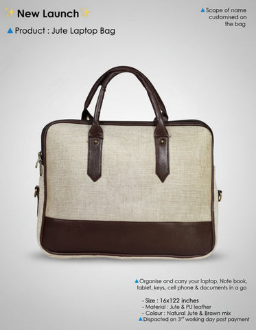 Custom Jute Laptop Bag | Personalized Eco-Friendly Messenger