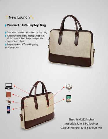 Custom Jute Laptop Bag | Personalized Eco-Friendly Messenger