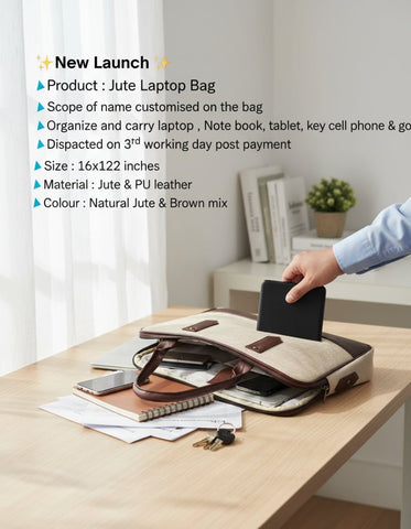 Custom Jute Laptop Bag | Personalized Eco-Friendly Messenger