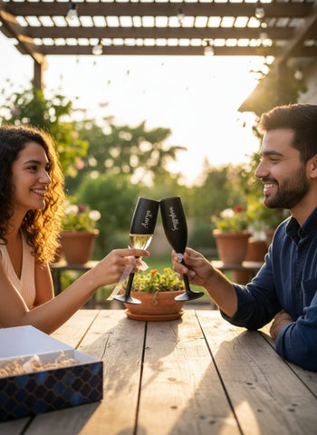 Personalized Fluted Champagne Glasses | Custom Unbreakable Polymer