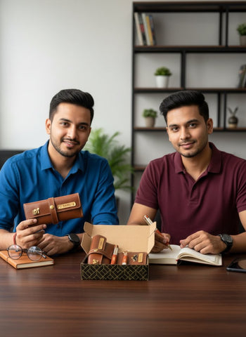 Personalized Men's Combo Gift Set: Wallet, Eyewear Case, Pen, Keychain