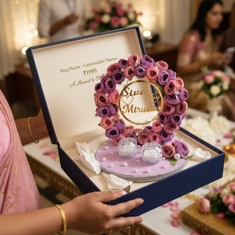 Customized Floral Ring Platter for Engagements & Weddings