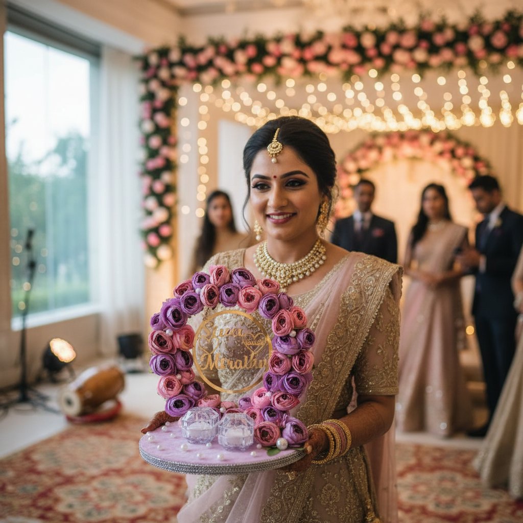 Customized Floral Ring Platter for Engagements & Weddings