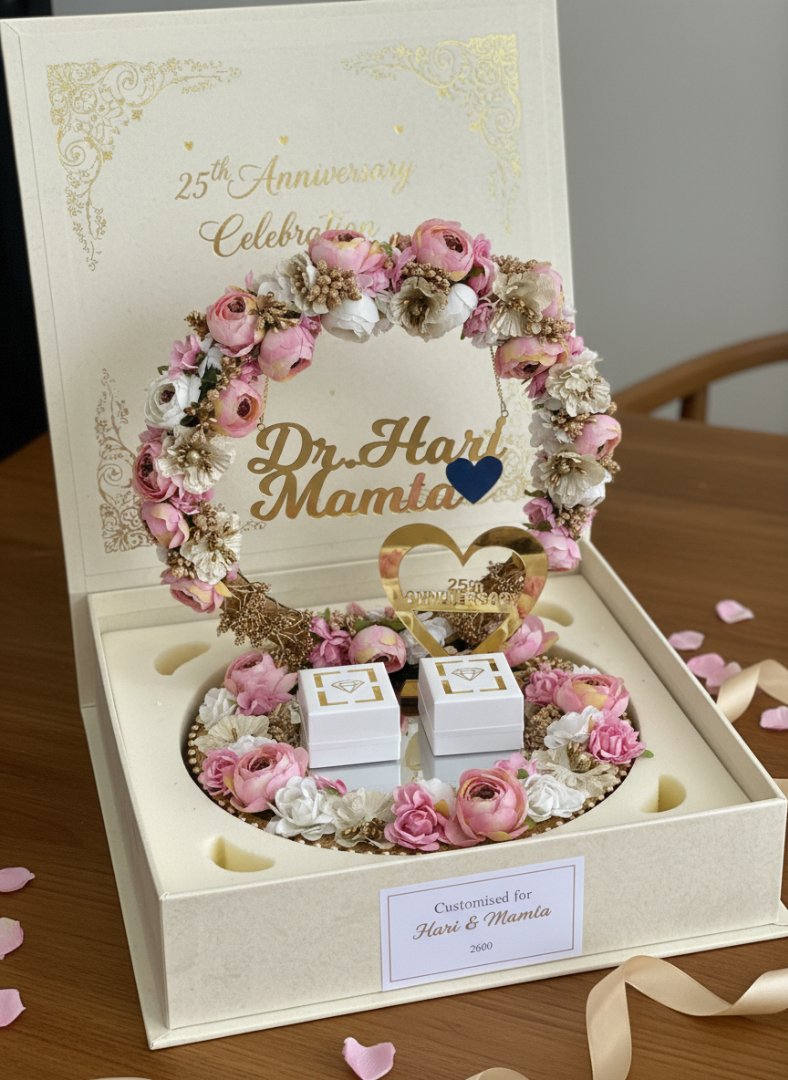 Decorative item with flowers and 'Dr. Hart Mama' text in a box on a wooden surface.