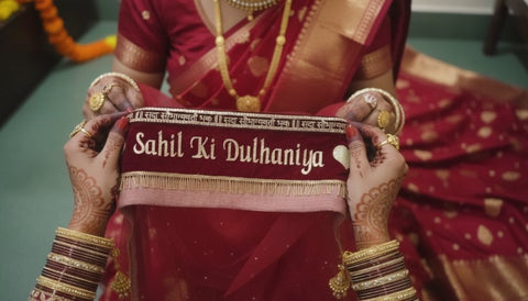 Personalized Bridal Name Dupatta - Custom Embroidery for Weddings