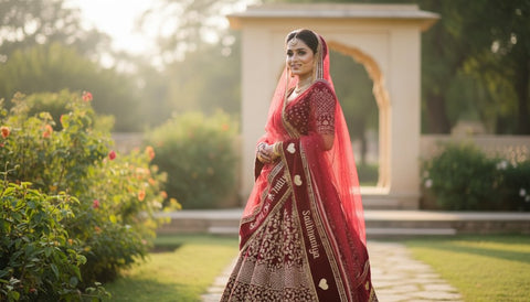 Personalized Bridal Name Dupatta - Custom Embroidery for Weddings