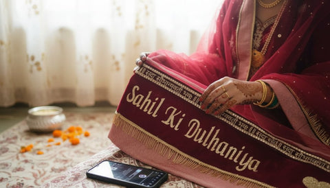 Personalized Bridal Name Dupatta - Custom Embroidery for Weddings