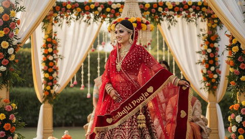 Personalized Bridal Name Dupatta - Custom Embroidered Wedding Veil