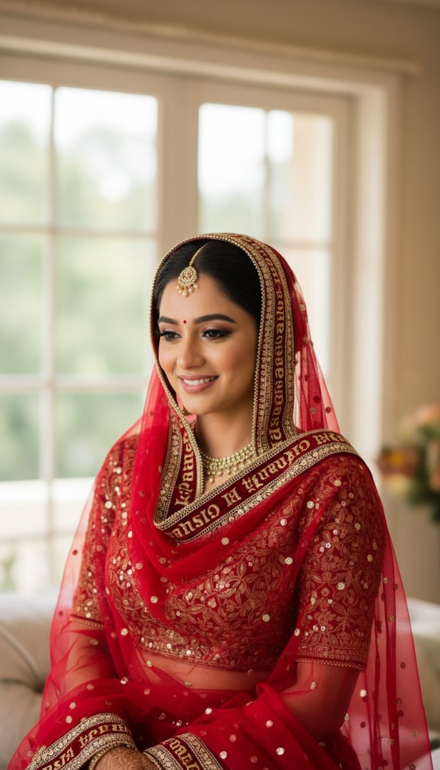 Personalized Bridal Name Dupatta - Custom Wedding Embroidery