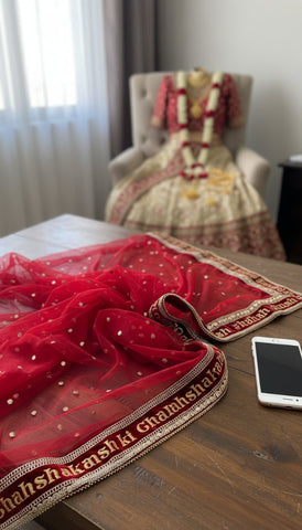 Personalized Bridal Name Dupatta - Custom Wedding Embroidery