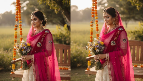 Personalized Bridal Name Dupatta - Custom Embroidered Wedding Veil