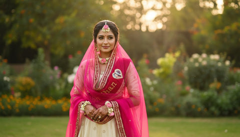 Personalized Bridal Name Dupatta - Custom Embroidered Wedding Veil