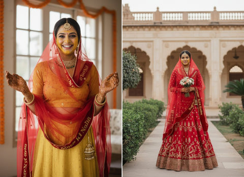 Custom Name Bridal Dupatta - Personalized Wedding Veil with Embroidery