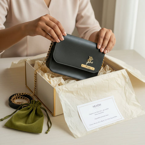 NEXON Personalized Sling Bag: Custom Name Tag & Charm Handbag