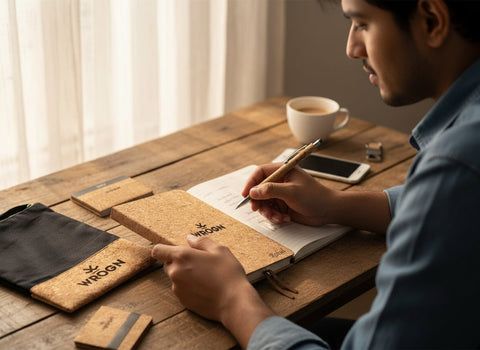 Personalized Cork 5-in-1 Set | Custom Eco-Friendly Stationery Gift