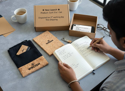 Personalized Cork 5-in-1 Set | Custom Eco-Friendly Stationery Gift