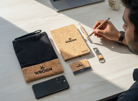 Personalized Cork 5-in-1 Set | Custom Eco-Friendly Stationery Gift