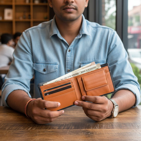 Personalized Dual Tone Men's Wallet 2.0 | Engraved Name & Charm