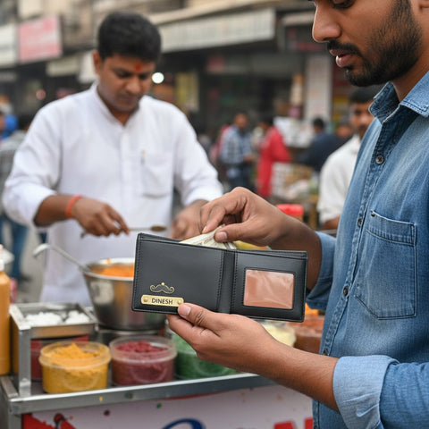 Personalized Dual Tone Men's Wallet 2.0 | Engraved Name & Charm