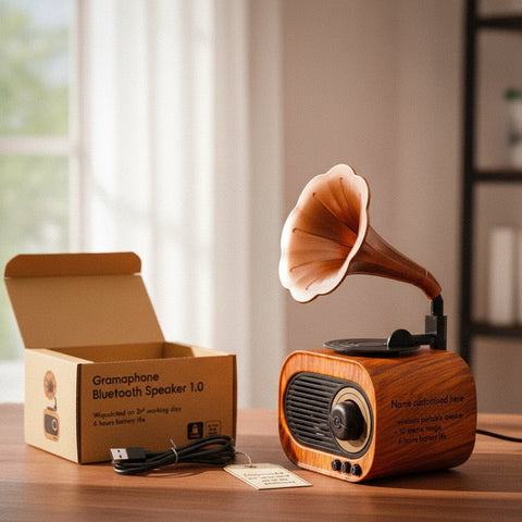 Personalized Gramophone Bluetooth Speaker | Vintage Wireless Audio