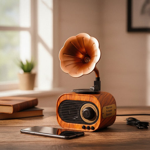Personalized Gramophone Bluetooth Speaker | Vintage Wireless Audio